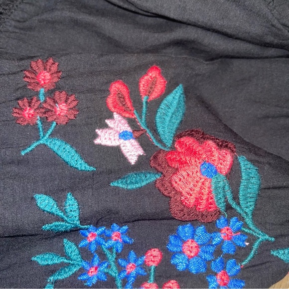 Free People Women’s Small Sunbeam Off The Shoulder Dress Embroidered Black Boho - Picture 11 of 15